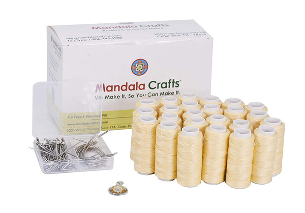 Mandala Crafts Blonde Hair Weave Needle and Thread Set - Hair Needle and Thread Kit for Sewing Hair – 70 C Needles T Pins 24 Hair Weaving Thread for
