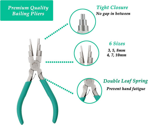 Mandala Crafts 6 in 1 Bail Making Pliers Wire Looping Forming Pliers for Jewelry Making Loops Jump Rings 2 Pairs