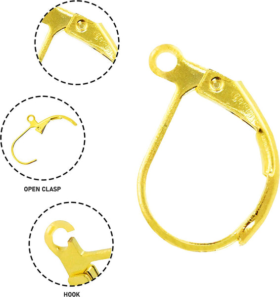Mandala Crafts Earring Clasps – Leverback Earring Hooks – Earring Lever Back with Open Loop French Wire Earring Backs Finding for Earrings Jewelry Making
