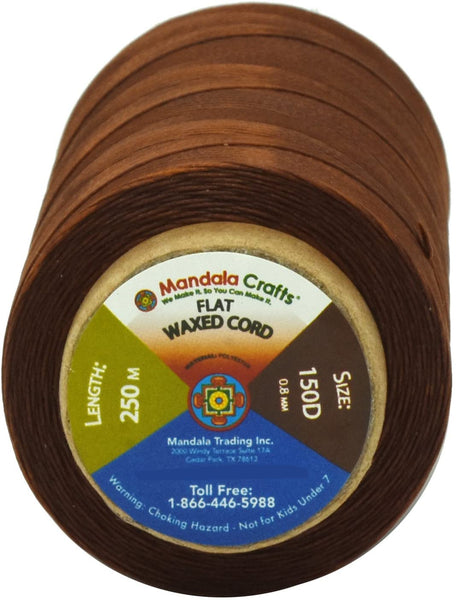 Flat Waxed Thread for Leather Sewing - Leather Thread Wax String Polyester Cord for Leather Craft Stitching Bookbinding by Mandala Crafts 150D 0.8mm 273 Yards Red