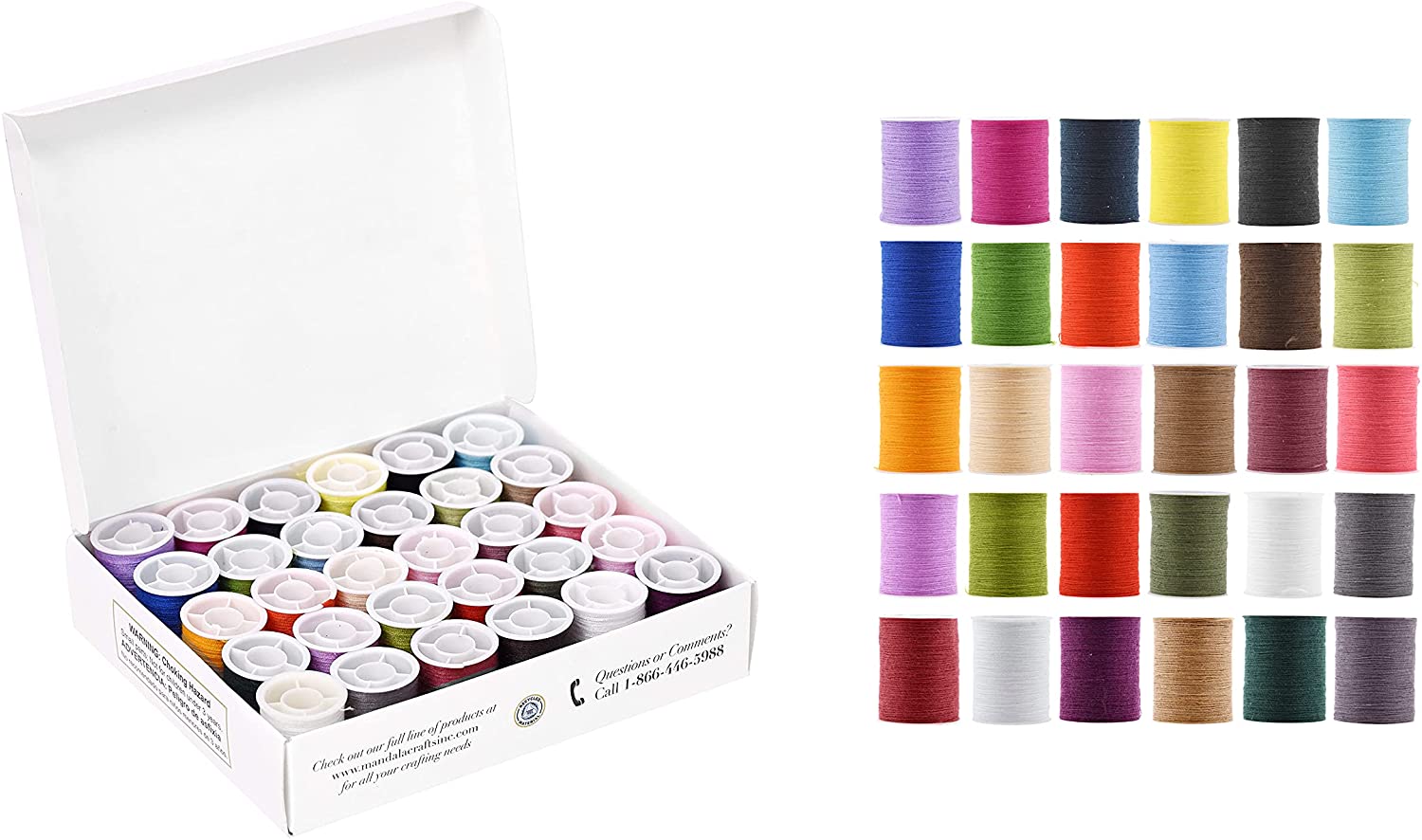 Mandala Crafts Mini-Spool Sewing Thread Kit – Spun Polyester Thread for Sewing - Sewing Thread Assortment Sewing Threads for Hand Sewing 30 Color Thread Set 20 x 30 Yards