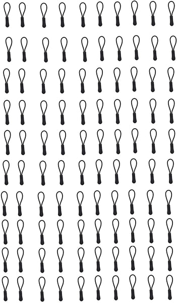 Zipper Pull Replacement Zipper Extension Cord Pulls for Backpacks Luggage Dresses Purses Jackets Black 100 PCs by Mandala Crafts