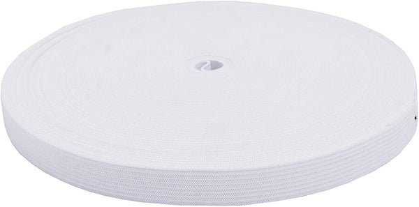 Mandala Crafts Knit Elastic Band for Sewing, Flat Stretch Strap Spool for Waistbands (White, 5/8 Inch 25 Yards)