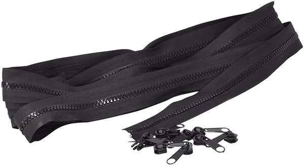 Plastic Zipper by The Yard Bulk 5 Yard Black Zipper Roll for Sewing, R –  MudraCrafts