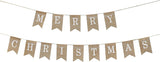 Mandala Crafts Merry Christmas Banner, Happy New Year Banner from Burlap, Fabric Pennant Bunting String, Pendant Flags Party Decoration