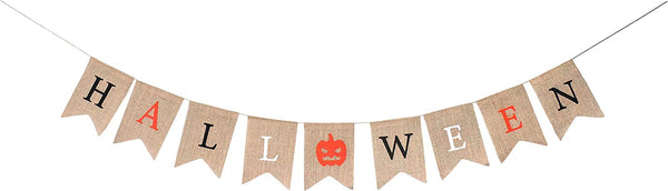 Happy Halloween Banner – Halloween Garland Decorations for Party Indoor Outdoor Office Mantle Fireplace Classroom by Mandala Crafts