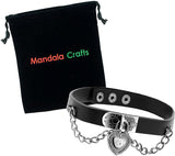 Mandala Crafts Punk Goth Choker Collar - Punk Choker Necklace - Emo Choker Punk Leather Choker for Women Men Heart Collar Choker with Lock