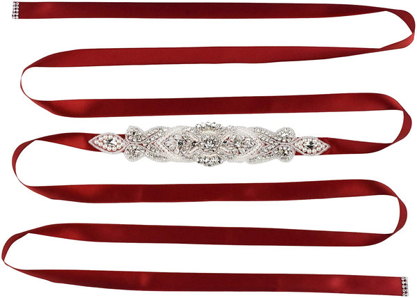 Side Bow pearl bridal belt sash, Crystal wedding belt, Premium