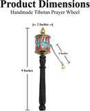 Mudra Crafts Hand Held Tibet Prayer Wheel – Tibetan Prayer Wheel Handheld Spinning Wheel with Om Mani Padme Hum Stone Inlay for Gifts Nepal Decor Large