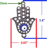 Gun Metal Hamsa Hand Evil Eye Charm Beads 10 PCs for Jewelry Making, Ornaments; by Mandala Crafts