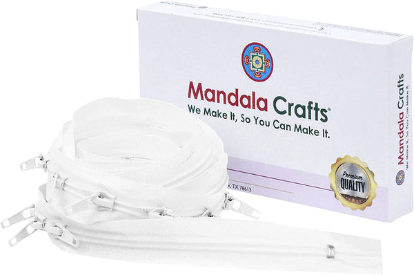 Mandala Crafts Long Zipper by The Yard – Coil Zipper by The Yard #5 –  Continuous Zipper Roll for Sewing - Upholstery Zipper Chain with 16  Installed