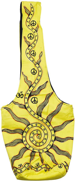 Mandala Crafts Crossbody Shoulder Boho Bag, Bohemian Hippie Sling Purse for Women, Gifts (Yellow Sun)