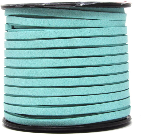 BeadsTreasure Aqua Suede Cord Lace Leather Cord for Jewelry Making 3x1.5  mm-20 Feet.