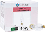 Mandala Crafts E12 25W Candelabra Light Bulbs for Chandelier; Flame Tip, 120-Volt, Pack of 12