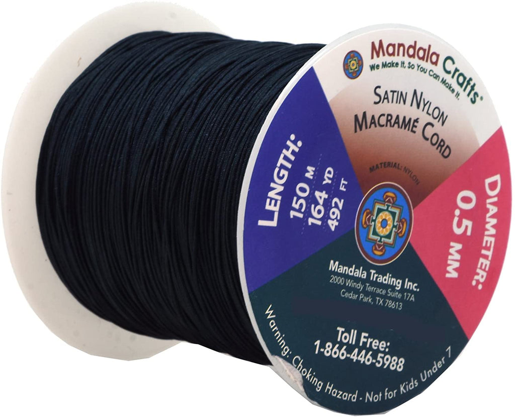 INSPIRELLE 3mm Black Satin Cord Rattail Silk Cord Chinese Knot Thread for  Jewelry Making, 50 Yards Spool