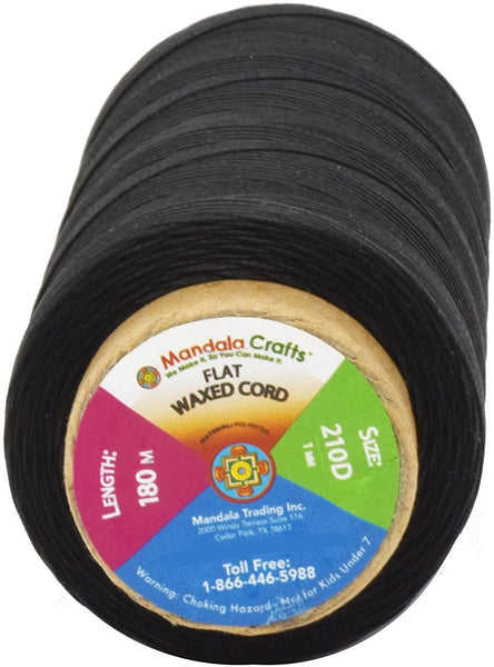 Flat Waxed Thread for Leather Sewing - Leather Thread Wax String Polyester Cord for Leather Craft Stitching Bookbinding by Mandala Crafts