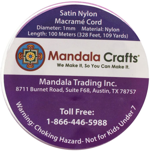 Mandala Crafts 100M 1mm Satin Nylon Chinese Knot Rattail Macramé Beading Knotting Sewing Cord