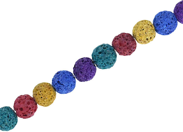Lava Stone Beads for Essential Oil Bracelet, Lava Rock Necklace, Lava Bead  Jewelry Making; Bulk 180 PCs; 8mm, Rainbow Color; by Mandala Crafts 