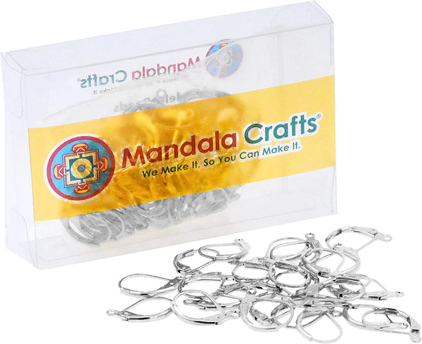 Mandala Crafts Earring Clasps – Leverback Earring Hooks – Earring Lever Back with Open Loop French Wire Earring Backs Finding for Earrings Jewelry Making 100 PCs Silver 10 X 15mm