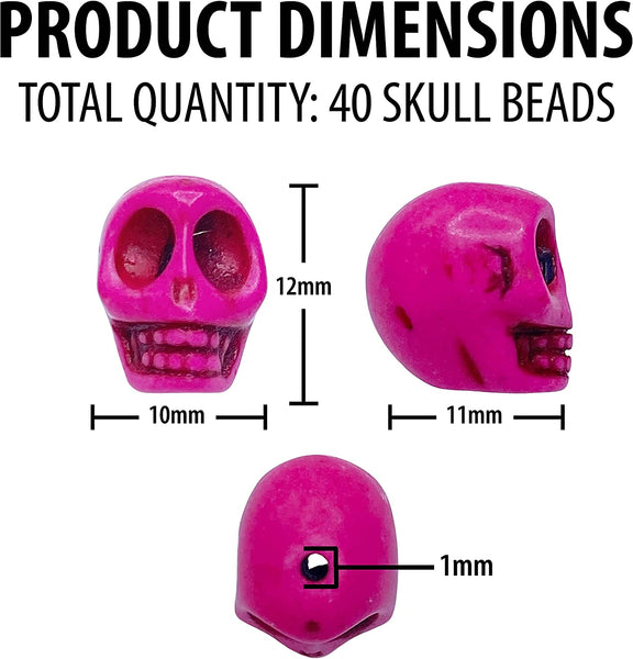 Mandala Crafts Howlite Carved Skull Beads for Jewelry Making Skull Charms - Small Skulls for Crafts - Bulk Skeleton Beads Skull Head Beads for Bracelet Spacer Necklace