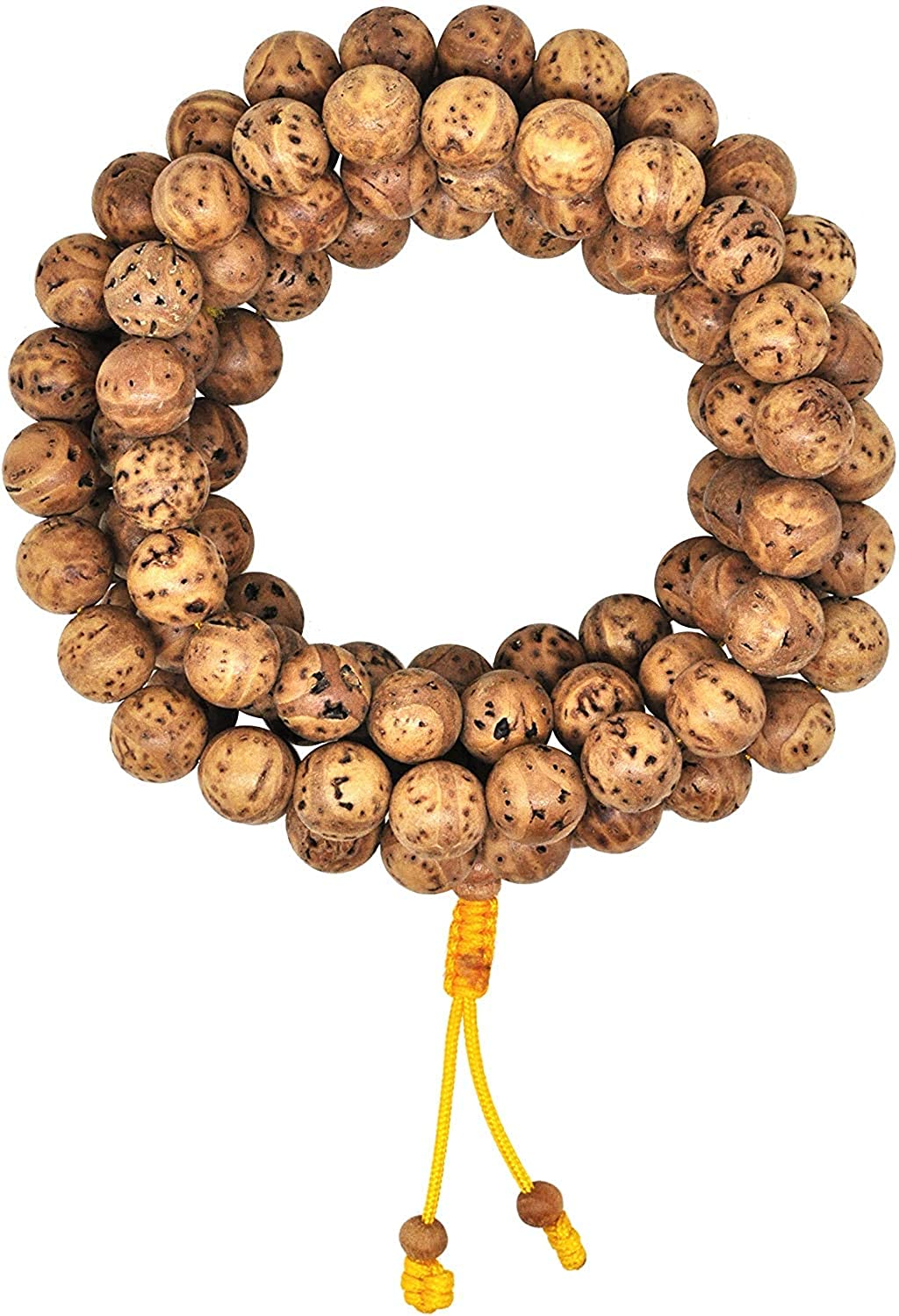 Unisex Yoga Meditation 108 Tibetan Natural Bodhi Seeds Prayer Beads Mala Wrap Bracelet Necklace (Polished Dragon Eye Bodhi Seeds)