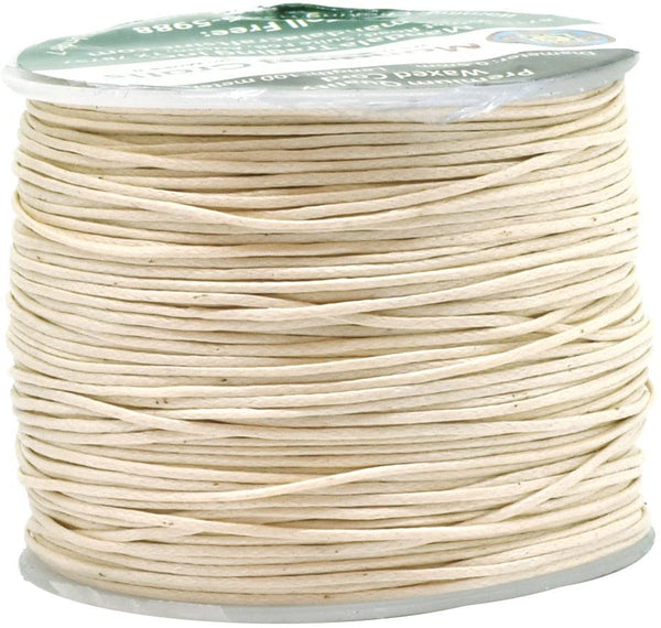 Mandala Crafts 0.5mm 109 Yards Jewelry Making Crafting Beading Macramé Waxed Cotton Cord Thread (Cream)