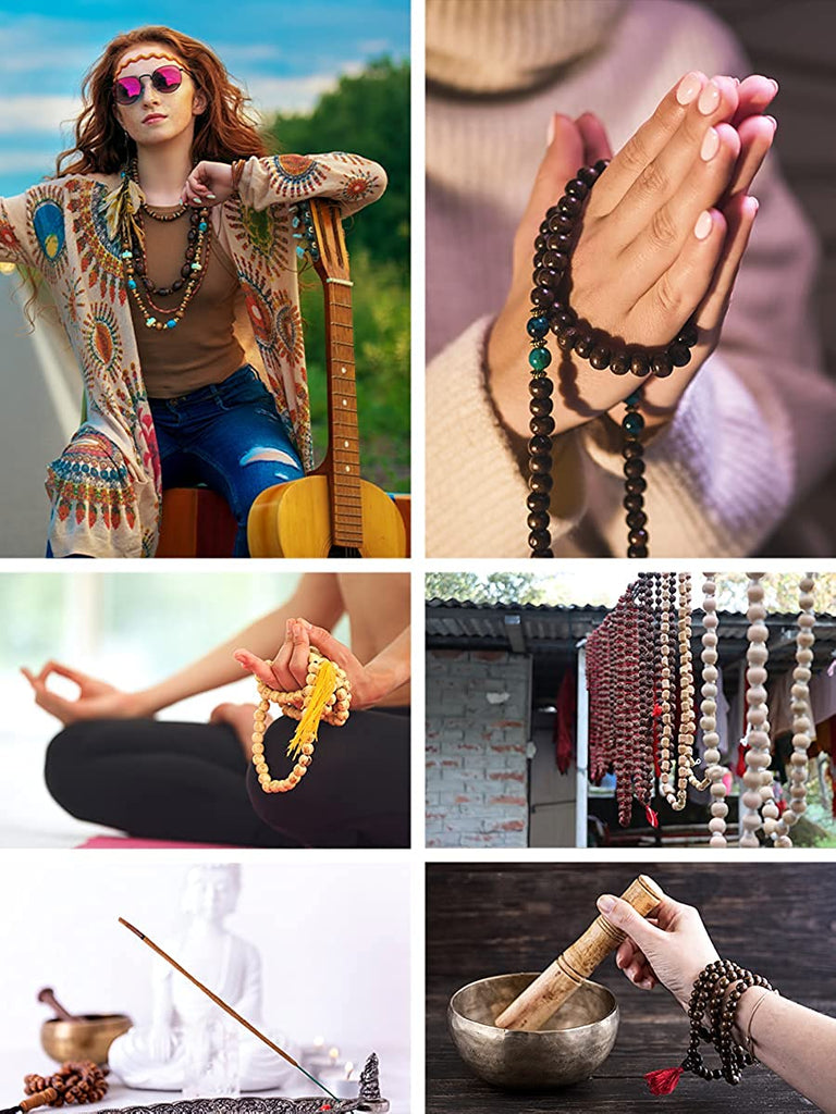 Mandala Crafts Natural Wood Mala Beads Necklace – Japa Mala Beads