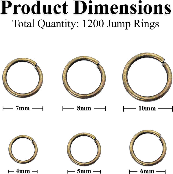 Jump Rings Of 6 Mixed Sizes, 4mm 5mm 6mm 7mm 10mm, With Lobster Clasps,  Open Jump Rings For Jewelry Making Supplies
