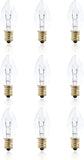Night Light Bulb with Candelabra E12 Base, C7 7-Watt 120V Small Clear Glass Salt Lamp Chandelier Candle Replacement Incandescent Lightbulb by Mandala Crafts, Pack of 9