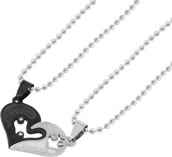 Valentine Special Gifts His and Hers Lover Couple Love Heart 2 Piece  Joining Couple Pendants Necklace