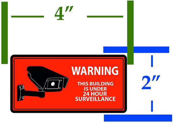 Mandala Crafts Security Camera Decal 24-Hour Video Surveillance Recording Warning Rectangular Front Adhesive Window Stickers for Indoors or Outdoors