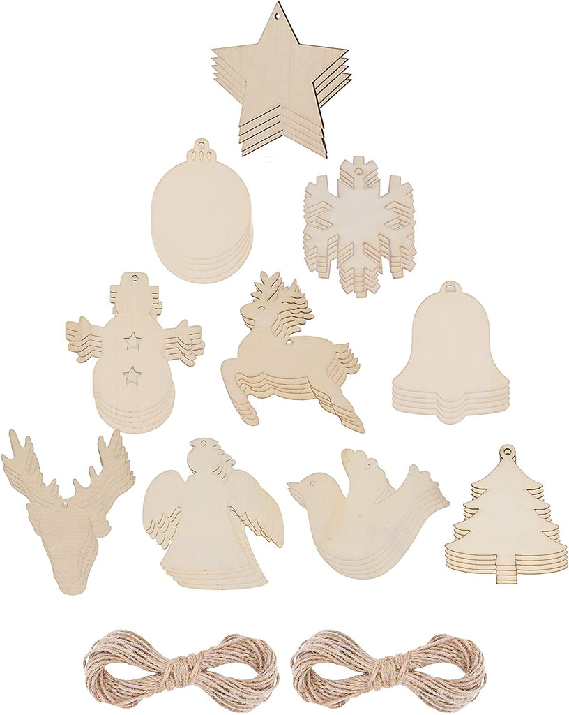 Mandala Crafts 50 Sets Unfinished Wood Christmas Ornaments for Crafts - DIY  Unfinished Wood Ornaments for Crafts – Bulk Blank Wooden Christmas