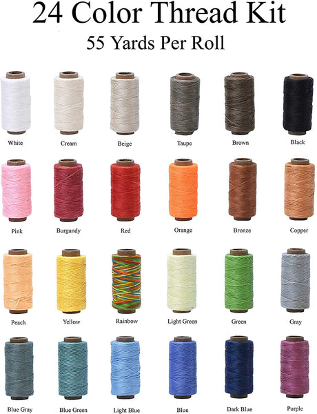 Flat Waxed Thread for Leather Sewing - Leather Thread Wax String Polyester Cord for Leather Craft Stitching Bookbinding by Mandala Crafts 210D 1mm 197 Yards Aquamarine