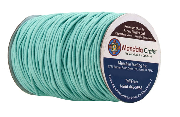 Mandala Crafts 2mm 76 Yards Fabric Elastic Cord, Round Rubber Stretch String for Journals, Beading, Jewelry Making, Masks, DIY Crafting