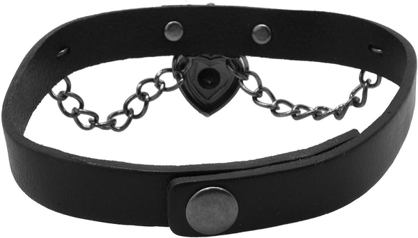 Mandala Crafts Gothic 90s Grunge Punk Rock Spike Studded PU Leather Collar Choker Necklace (Love Heart Lock)
