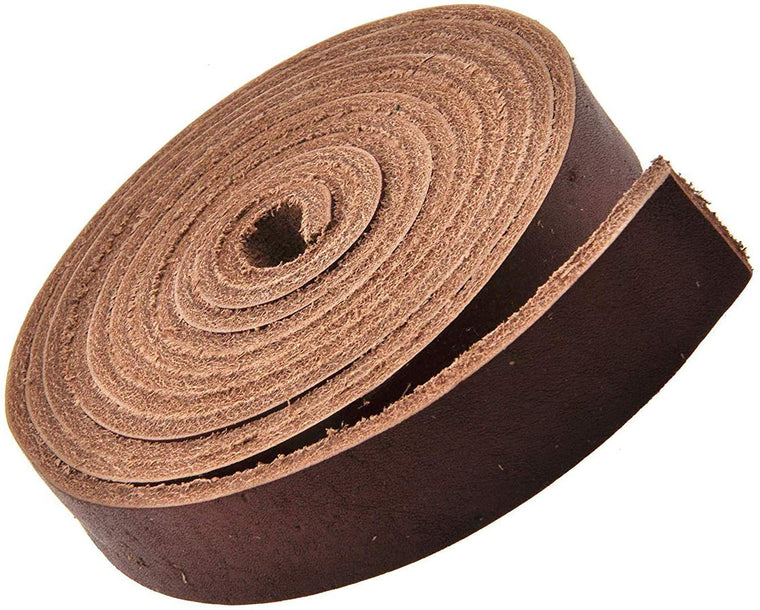 Mandala Crafts Genuine Leather Strap – Brown Cowhide Leather Strips for Crafts – Strap Leather Wrap for Handbag Saddle Belt Jewelry Making Craft Leather Straps 3/4 Inch Wide 6 Feet Long