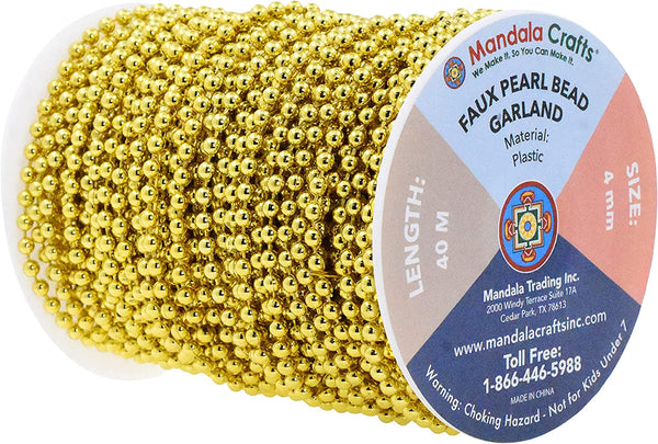 Mandala Crafts Faux Pearl Beads Garland Pearl Bead Roll String Strand for Wedding, Decorating, Trees, Crafts