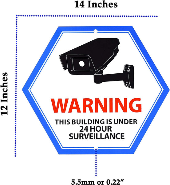 Mandala Crafts 24 Hour Video Surveillance Sign, Security Camera Sign, Aluminum Warning Sign for Outdoors, Homes, Businesses, CCTV Recording