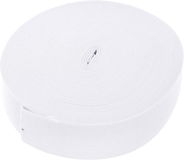 Mandala Crafts Knit Elastic Band for Sewing, Flat Stretch Strap Spool for Waistbands (White, 5/8 Inch 25 Yards)