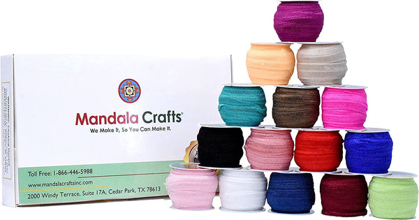 Mandala Crafts Fold Over Elastic Band 5/8 Inch Foldover FOE Stretch Ribbon for Hair Tie Headband Baby Girl Hair Bow Cream 1.5CM 5/8 Inch 20 Yards Roll