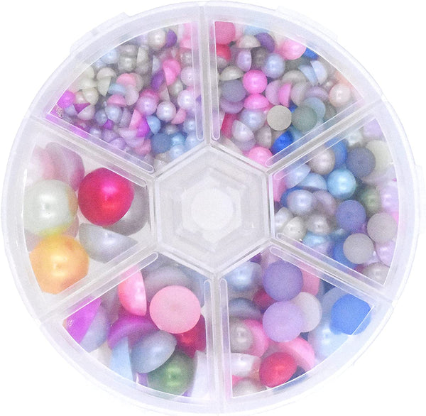 Mandala Crafts Half Pearls for Crafts - Mixed Colors Flatback Pearls for Nails Pearls Nail Art - Face Pearls for Makeup - Round Half Pearl Beads