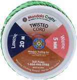 Mandala Crafts Rayon Twisted Cord Trim, Shiny Viscose Cording for Home Décor, Upholstery, Curtain Tieback, Honor Cord