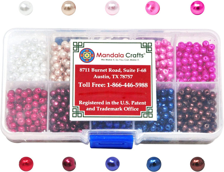 Mandala Crafts Glass Pearl Beads for Jewelry Making Spacers – Loose Faux Pearls for Crafts – Loose Fake Pearls for Jewelry Making Craft Pearls Vase Fillers