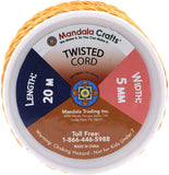 Mandala Crafts Rayon Twisted Cord Trim, Shiny Viscose Cording for Home Décor, Upholstery, Curtain Tieback, Honor Cord (5mm, Silver)