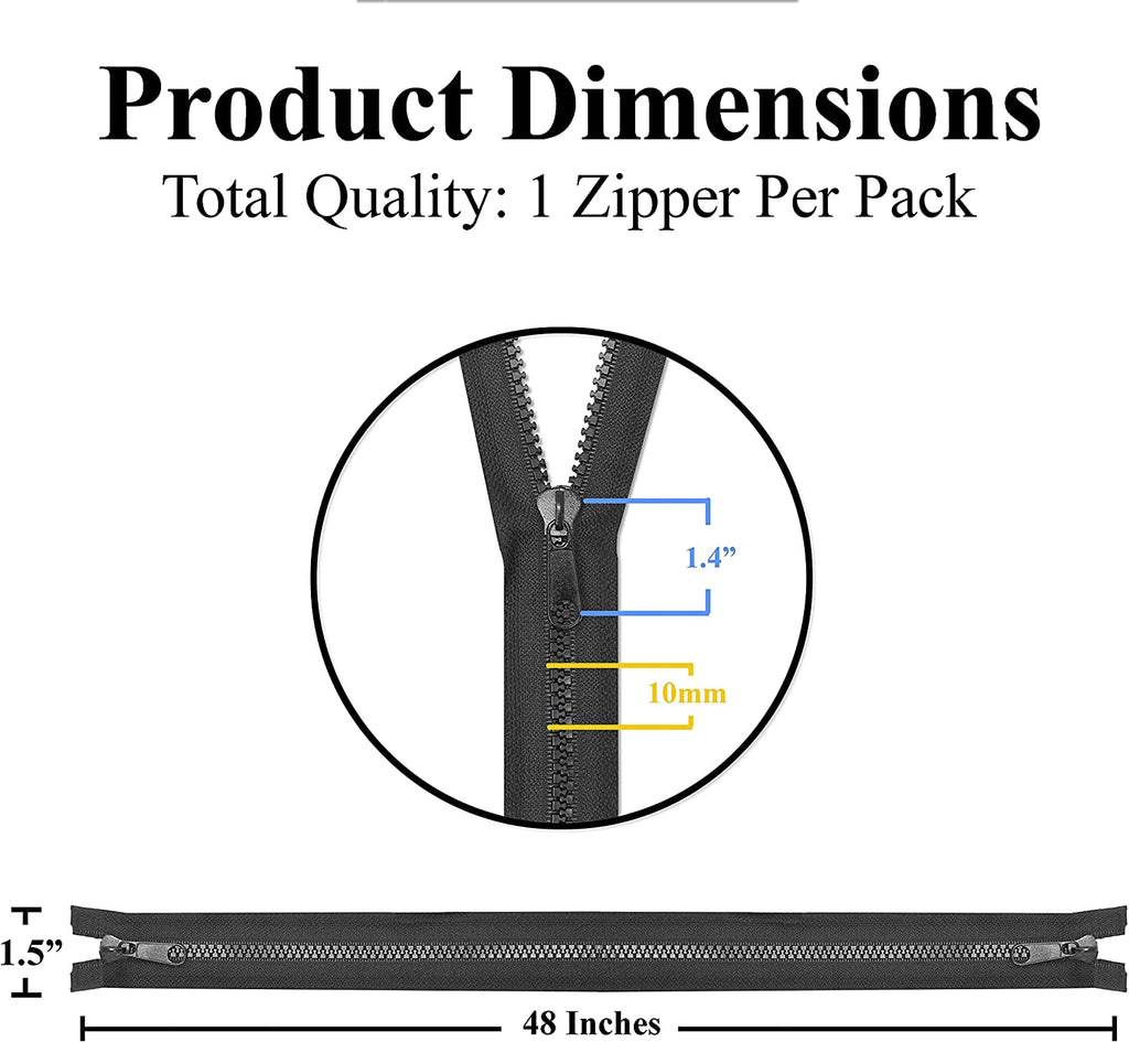 Mandala Crafts 2 Way Zipper - Heavy Duty Two Way Zipper with Two