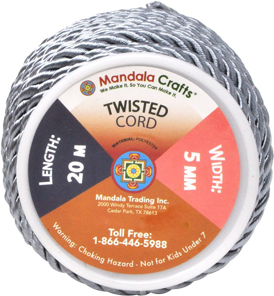 Mandala Crafts 5mm 3/16 inch Rayon Home Décor Piping Braided Trim Rope Twisted Cord