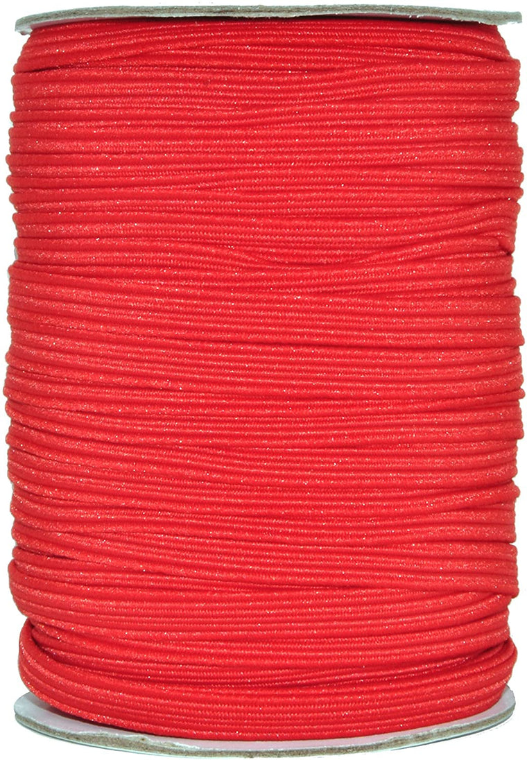 Mandala Crafts Flat Elastic Band, Braided Stretch Strap Cord Roll for Sewing and Crafting; 1/4 inch 6mm 50 Yards Red