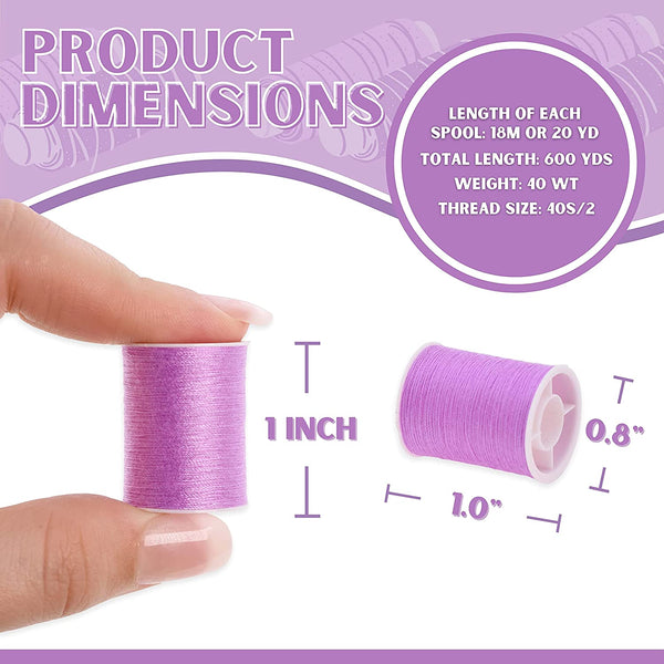 Mandala Crafts Mini-Spool Sewing Thread Kit – Spun Polyester Thread for Sewing - Sewing Thread Assortment Sewing Threads for Hand Sewing 30 Color Thread Set 20 x 30 Yards