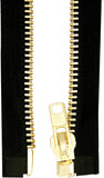 Mandala Crafts Heavy Duty Zipper – Metal Zipper – #10 Black Separating Zipper for Jackets Sewing Coats Upholstery Clothing Gold 46 Inch Zipper