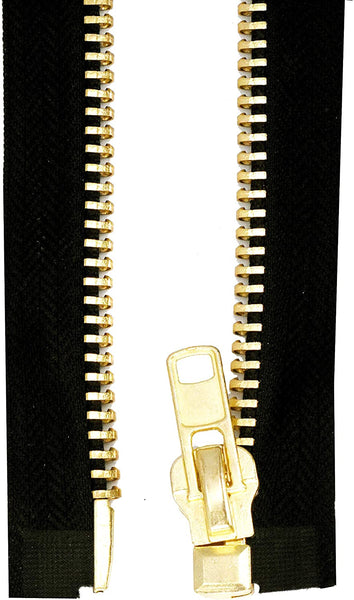 Mandala Crafts Heavy Duty Zipper – Metal Zipper – #10 Black Separating Zipper for Jackets Sewing Coats Upholstery Clothing Gold 46 Inch Zipper